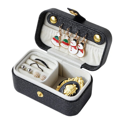 Anyhouz Jewelry Storage Mini Ring Box Portable 1pc New Black Organizer Display Travel Simple Mini Gift Case Boxes Leather Earring Necklace Holder-Jewellery Holders &amp; Organisers-PEROZ Accessories