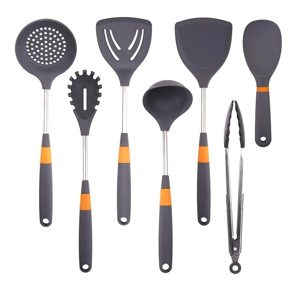 Anygleam Cooking Utensil 5 Set Heat Resistant Tools Spatula Kit with 1 Tong and 1 Rice Spatula Kitchen Accessories Kitchenware for Nonstick Cookware-Spatula and Shovel-PEROZ Accessories