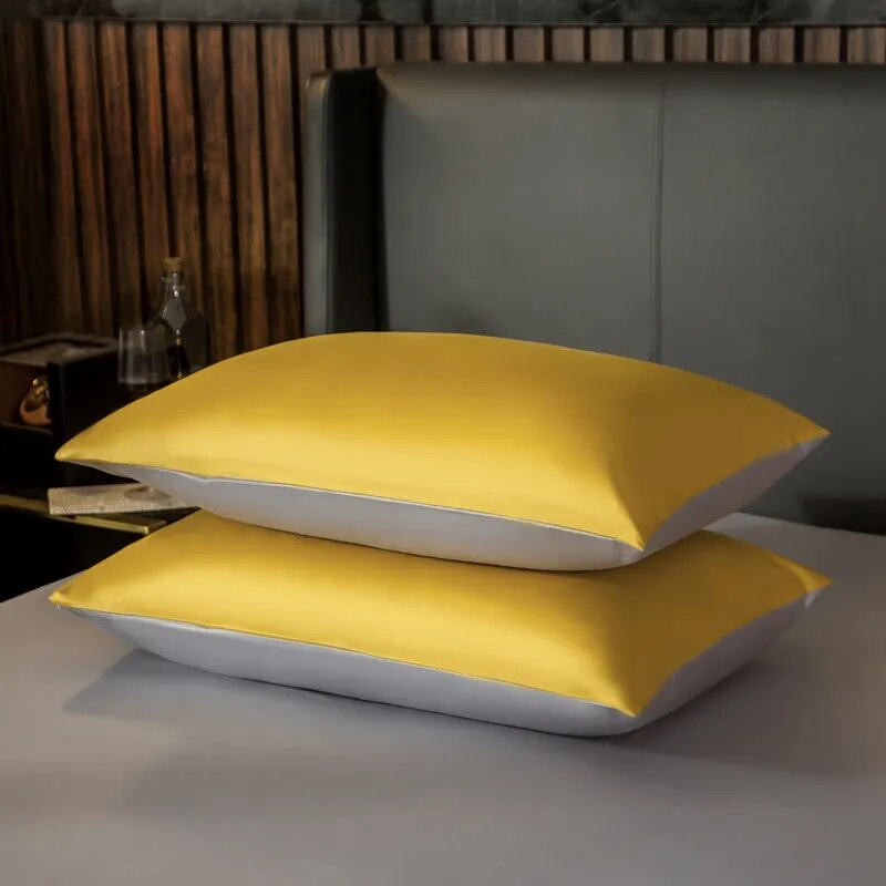Anyhouz Bed Sheet Yellow Light Grey Ultra Soft Luxury Egyptian Cotton Bedding Cover Twin Size 4 Pcs Bed Set-Bed Sheets-PEROZ Accessories
