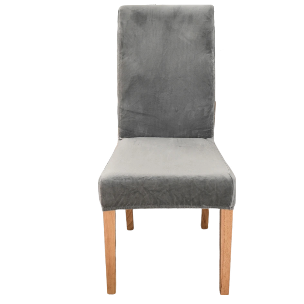 Anyhouz Chair Cover Grey Velvet Plush Stretch Chair Slipcover Elastic Spandex Chair Cover for Dining Room Kitchen Wedding Banquet Hotel-Chair Cover-PEROZ Accessories