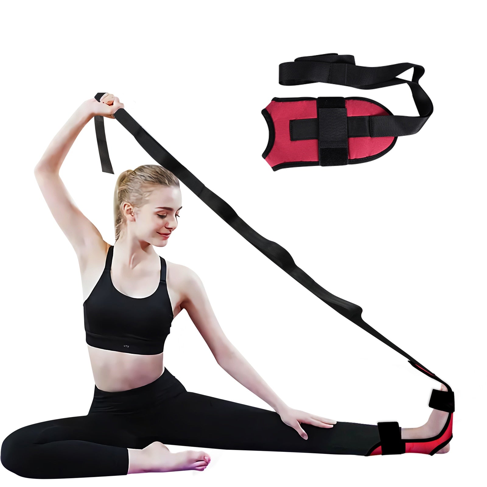 Anyfit Yoga Band Stretcher Solid Red Strap Resistance Belt Pilates Exercise Stretcher Fitness Tool-Exercise &amp; Fitness-PEROZ Accessories