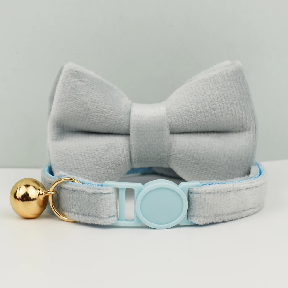 AnyWags Cat Collar Sky Blue Bow Large with Safety Buckle, Bell, and Durable Strap Stylish and Comfortable Pet Accessory-Cat Supplies-PEROZ Accessories