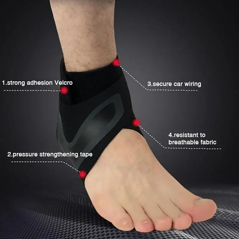 Anyfit Resistance Band Black 1Pc Right XL Sport Ankle Support Brace Elastic High Protect Guard Safety Running Basketball Wrap Bandage-Exercise &amp; Fitness-PEROZ Accessories