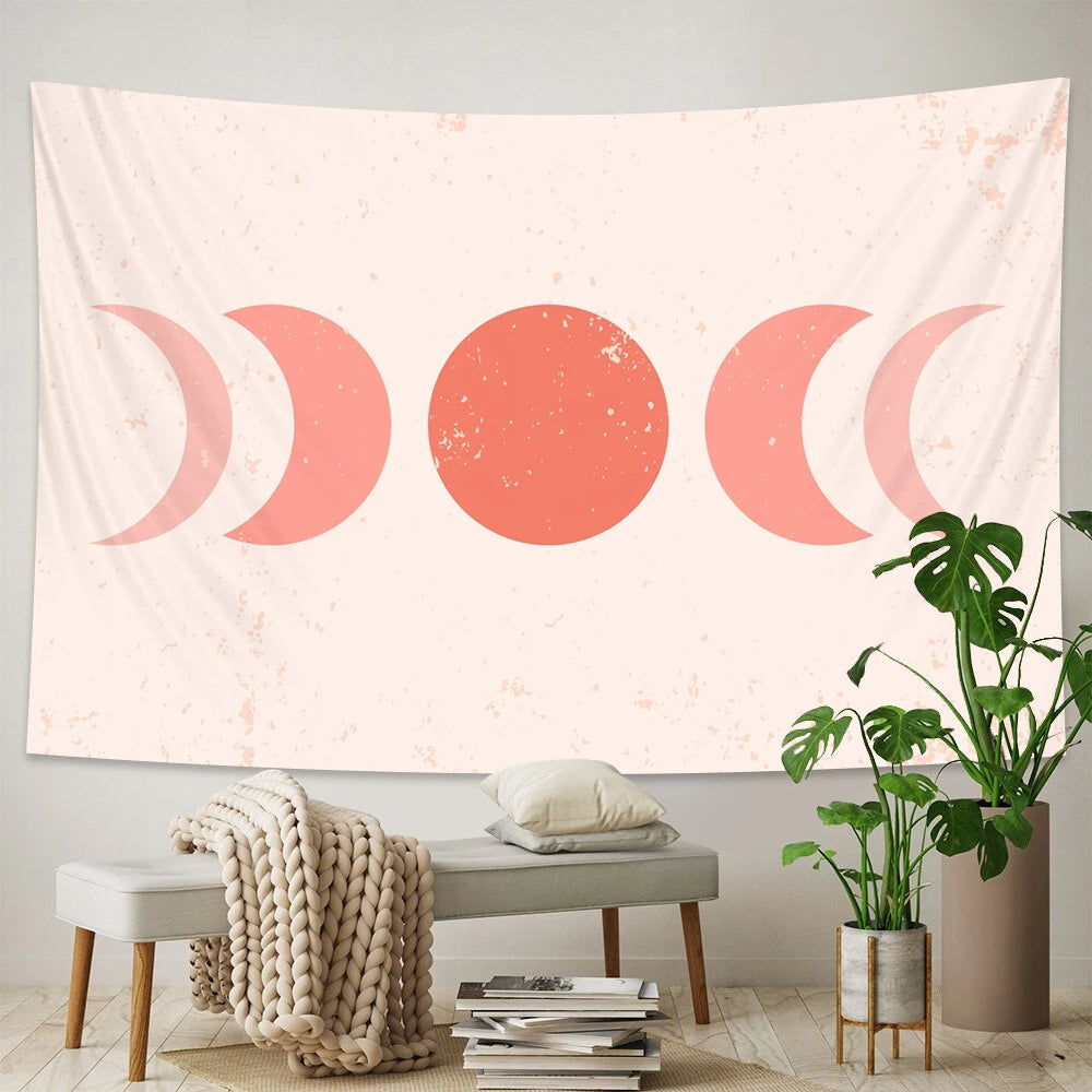 Anyhouz Tapestry Moon Phases 150x130cm Psychedelic Scene Art Hippie Bohemian Decorative Sheet-Tapestry-PEROZ Accessories