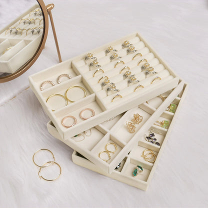 Anyhouz Jewelry Storage Beige Design B Display Tray Drawer Storage Jewellery Holder For Ring Earrings Necklace Bracelet-Jewellery Holders &amp; Organisers-PEROZ Accessories