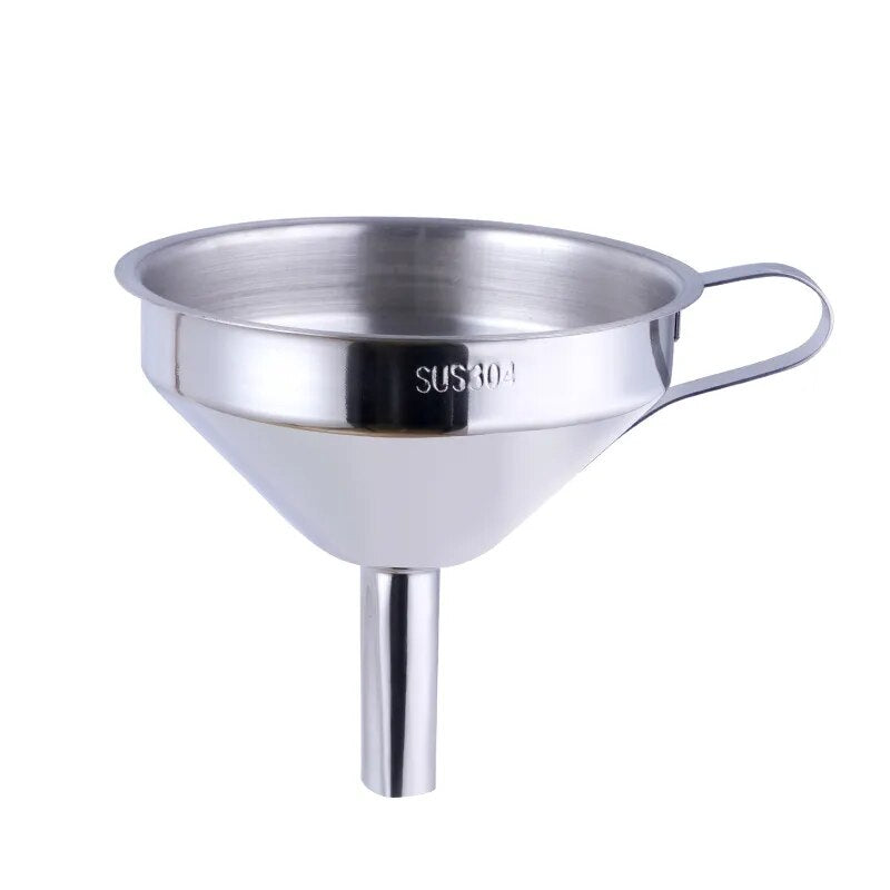 AnyGleam Funnel with Detachable Strainer 1Pc Silver Stainless Steel with Wide Cone Mouth Funnel for Small Can Jar Kitchen Utensil-Kitchen &amp; Dining-PEROZ Accessories