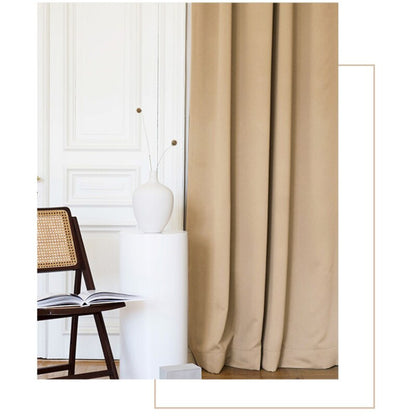 Anyhouz 250cm Beige High Quality Modern Wool Velvet Blackout Curtains for Living Room Bedroom Dining Luxury Window Drape-Curtains &amp; Drapes-PEROZ Accessories