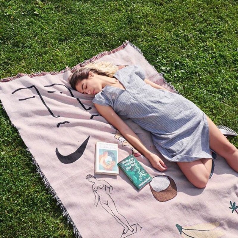 Anyhouz Pink Blanket Hawaiian Tapestry Leisure Blanket Home Decorative Sofa Cover Outdoor Picnic Camping Mat 160*220cm-Blankets-PEROZ Accessories