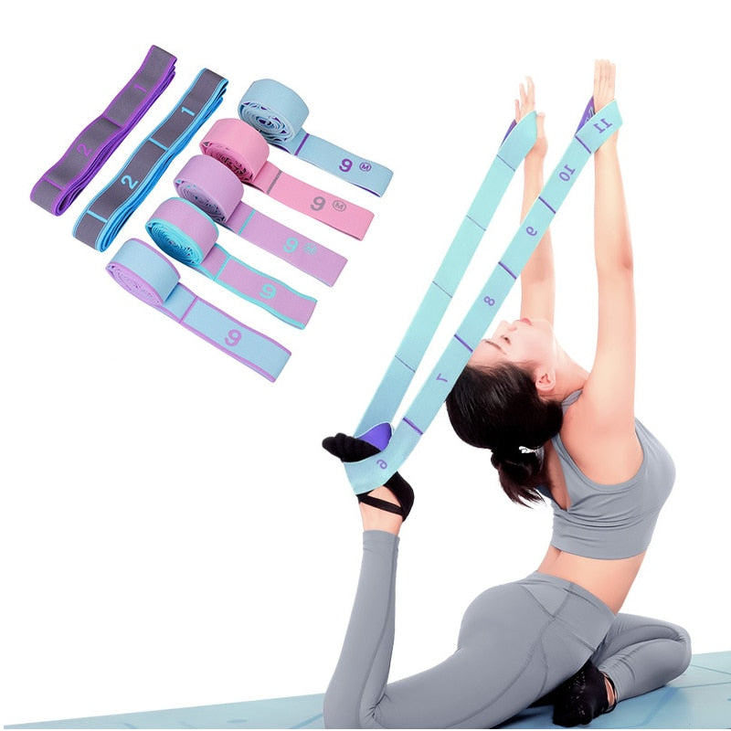 Anyfit Yoga Band Stretcher Neon Purple and Blue Strap Resistance Belt Pilates Exercise Stretcher Fitness Tool-Exercise &amp; Fitness-PEROZ Accessories