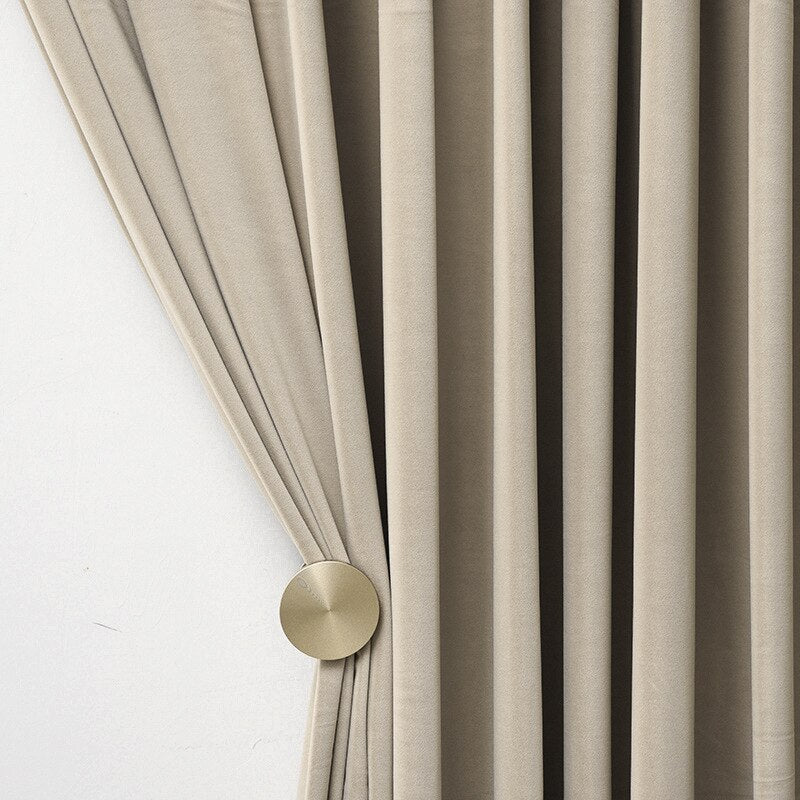 Anyhouz 250cm Beige High Quality Modern Wool Velvet Blackout Curtains for Living Room Bedroom Dining Luxury Window Drape-Curtains &amp; Drapes-PEROZ Accessories