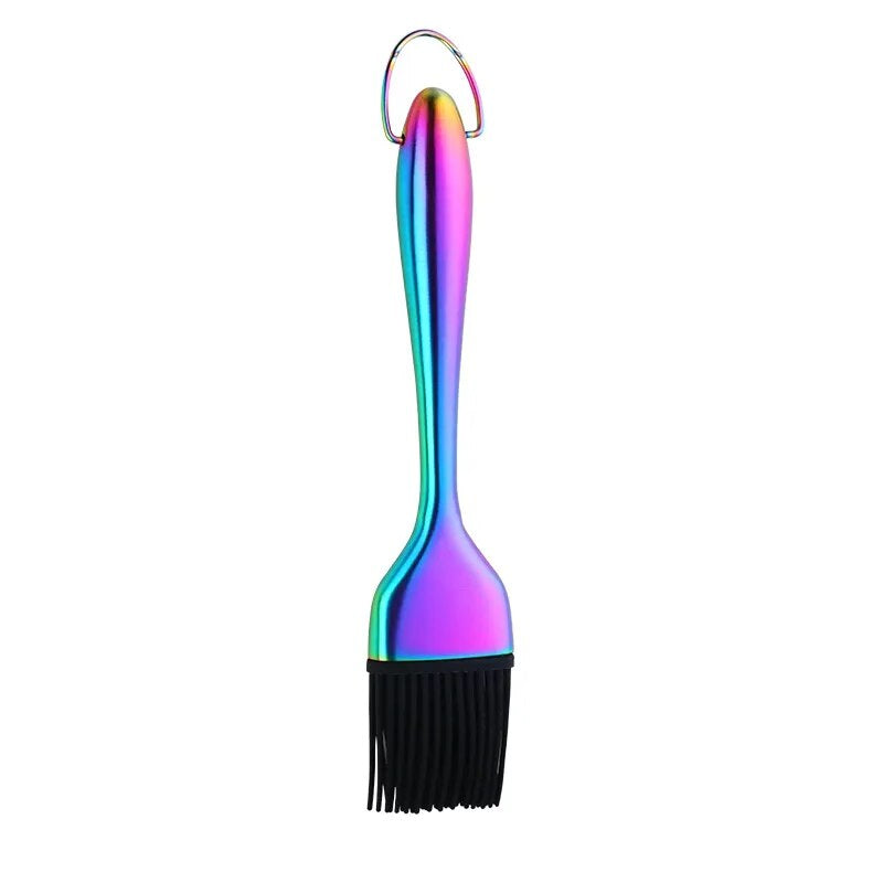 AnyGleam Brush Pink Rainbow Stainless Steel Handle Oil for BBQ and Bread Basting Kitchen Utensils-Kitchen &amp; Dining-PEROZ Accessories