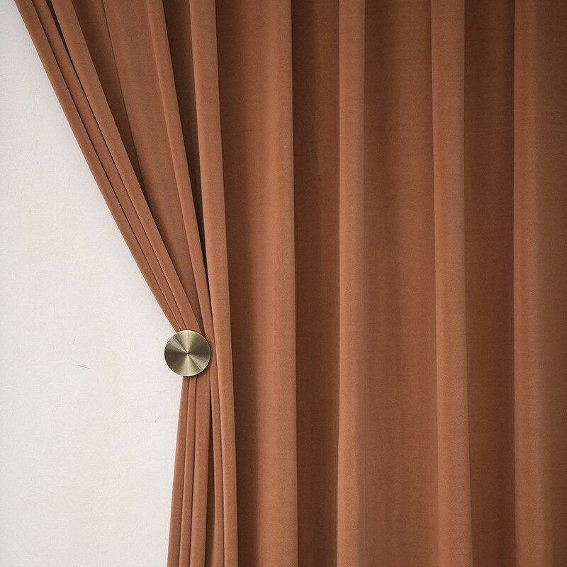 Anyhouz 400cm Mustard High Quality Modern Wool Velvet Blackout Curtains for Living Room Bedroom Dining Luxury Window Drape-Curtains &amp; Drapes-PEROZ Accessories