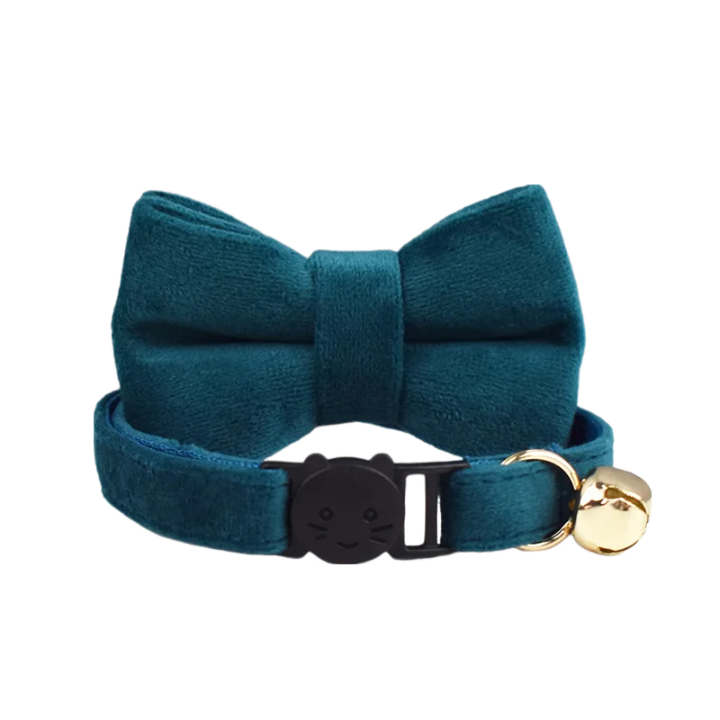 AnyWags Cat Collar Navy Blue Bow Small with Safety Buckle, Bell, and Durable Strap Stylish and Comfortable Pet Accessor-Cat Supplies-PEROZ Accessories