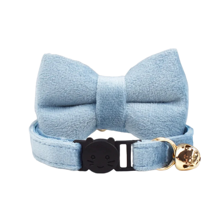 AnyWags Cat Collar Light Blue Bow Large with Safety Buckle, Bell, and Durable Strap Stylish and Comfortable Pet Accessory-Cat Supplies-PEROZ Accessories