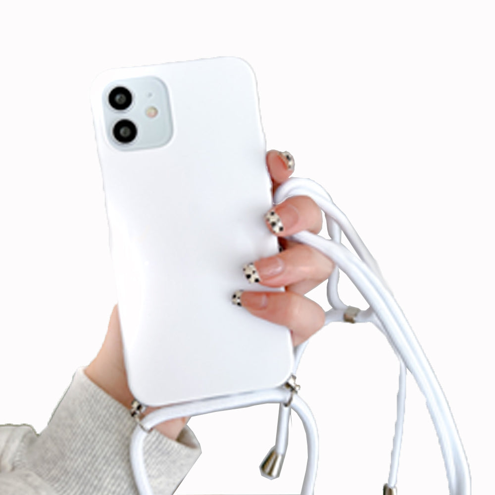 Anymob iPhone White Crossbody Necklace Strap Lanyard Cord Phone Case Silicone Cover-Mobile Phone Cases-PEROZ Accessories