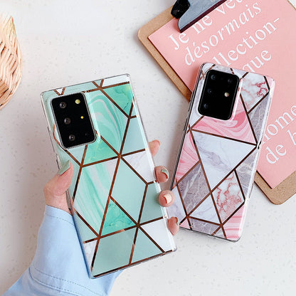 Anymob Samsung Green Geometry Marble Case Silicon Phone Cover-Mobile Phone Cases-PEROZ Accessories