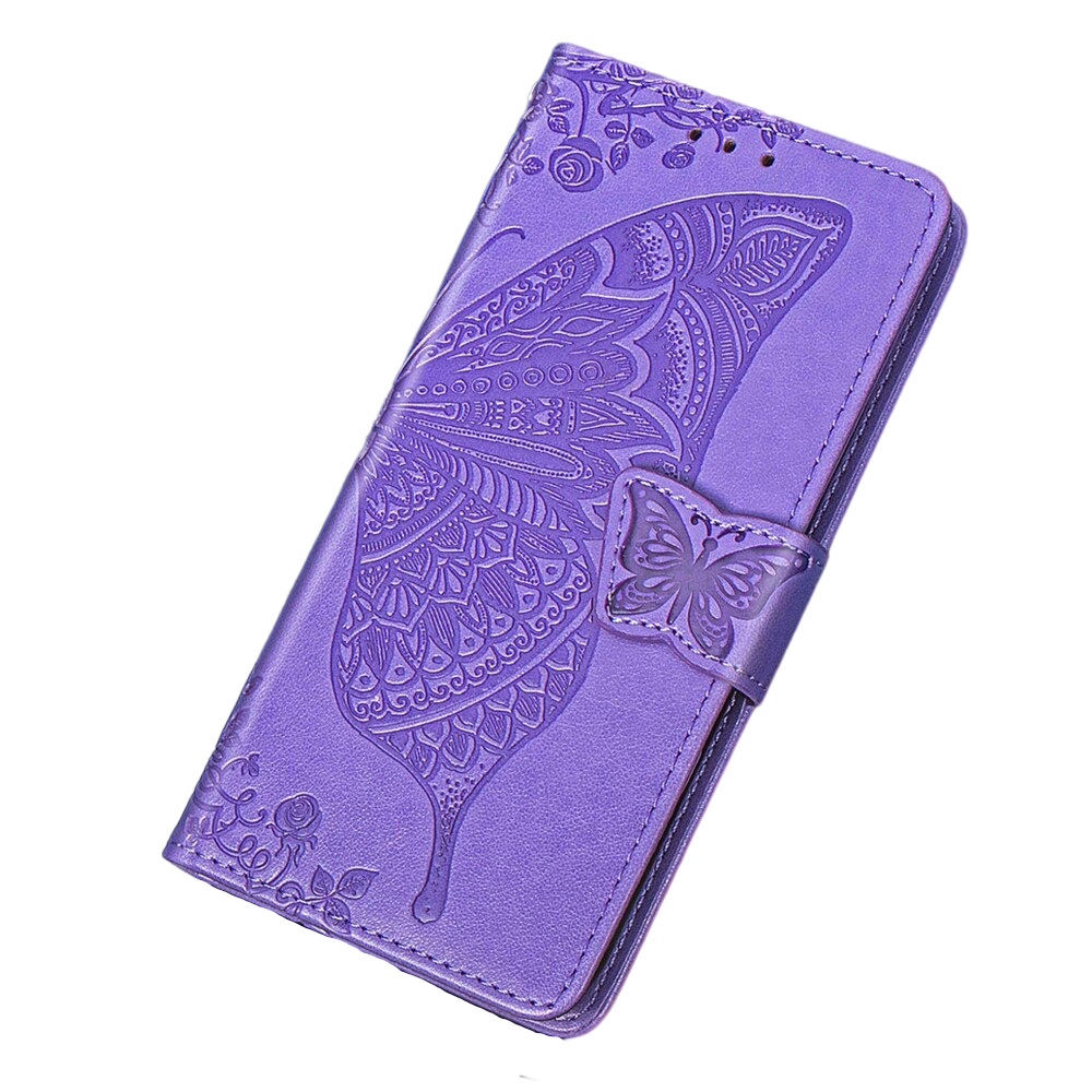 Anymob Huawei Case Purple 3D Butterfly Leather Flip Wallet Case Magnetic Cover Shell-Mobile Phone Cases-PEROZ Accessories