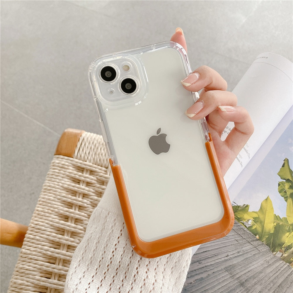 Anymob iPhone Case Orange Transparent Holder Stand Bracket Clear Shockproof Bumper Soft Phone Cover-Mobile Phone Cases-PEROZ Accessories