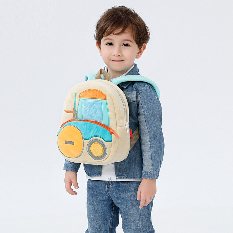 Anykidz 3D Apricot Forklift School Backpack Cute Vehicle With Cartoon Designs Children Toddler Plush Bag For Baby Girls and Boys-Backpacks-PEROZ Accessories