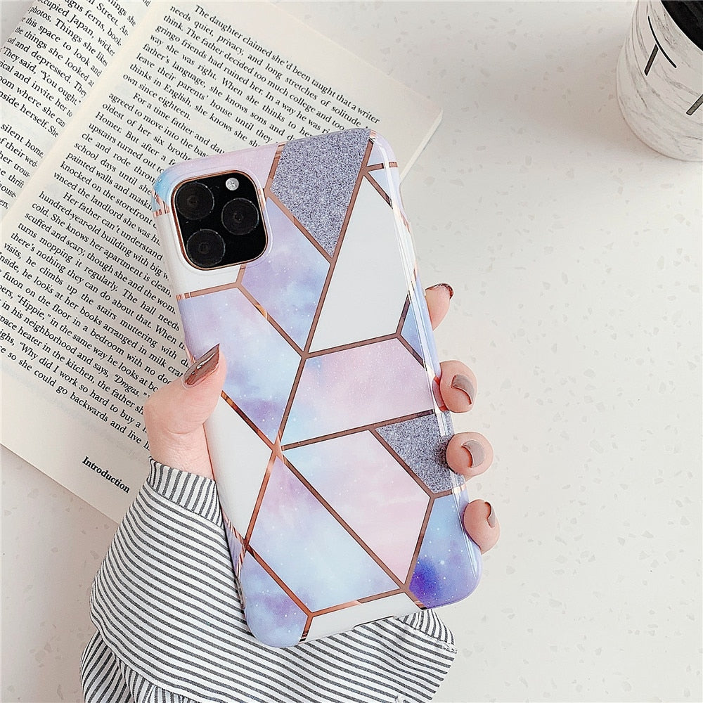 Anymob iPhone Case Light Purple Marble Soft Silicone Phone Cover Protection-Mobile Phone Cases-PEROZ Accessories