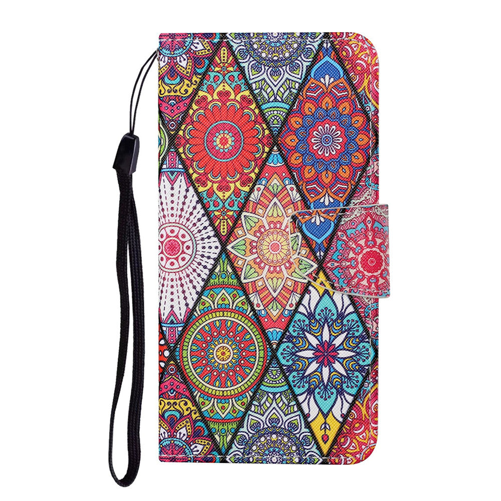 Anymob iPhone Case Multicolor Diamond Pattern Flip Leather Flower Painted Printed Wallet Phone Book Cover-Mobile Phone Cases-PEROZ Accessories