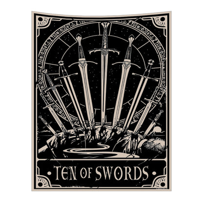 Anyhouz Tapestry Black Swords 150X130 cm Tarot Card Psychedelic Scene Art Hippie Bohemian Decoration Sheets-Tapestry-PEROZ Accessories