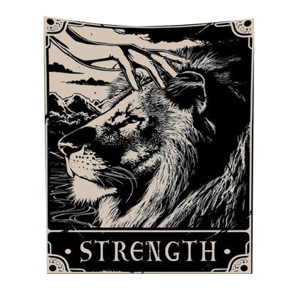 Anyhouz Tapestry Black Lion Strength 200X150 cm Tarot Card Psychedelic Scene Art Hippie Bohemian Decoration Sheets-Tapestry-PEROZ Accessories