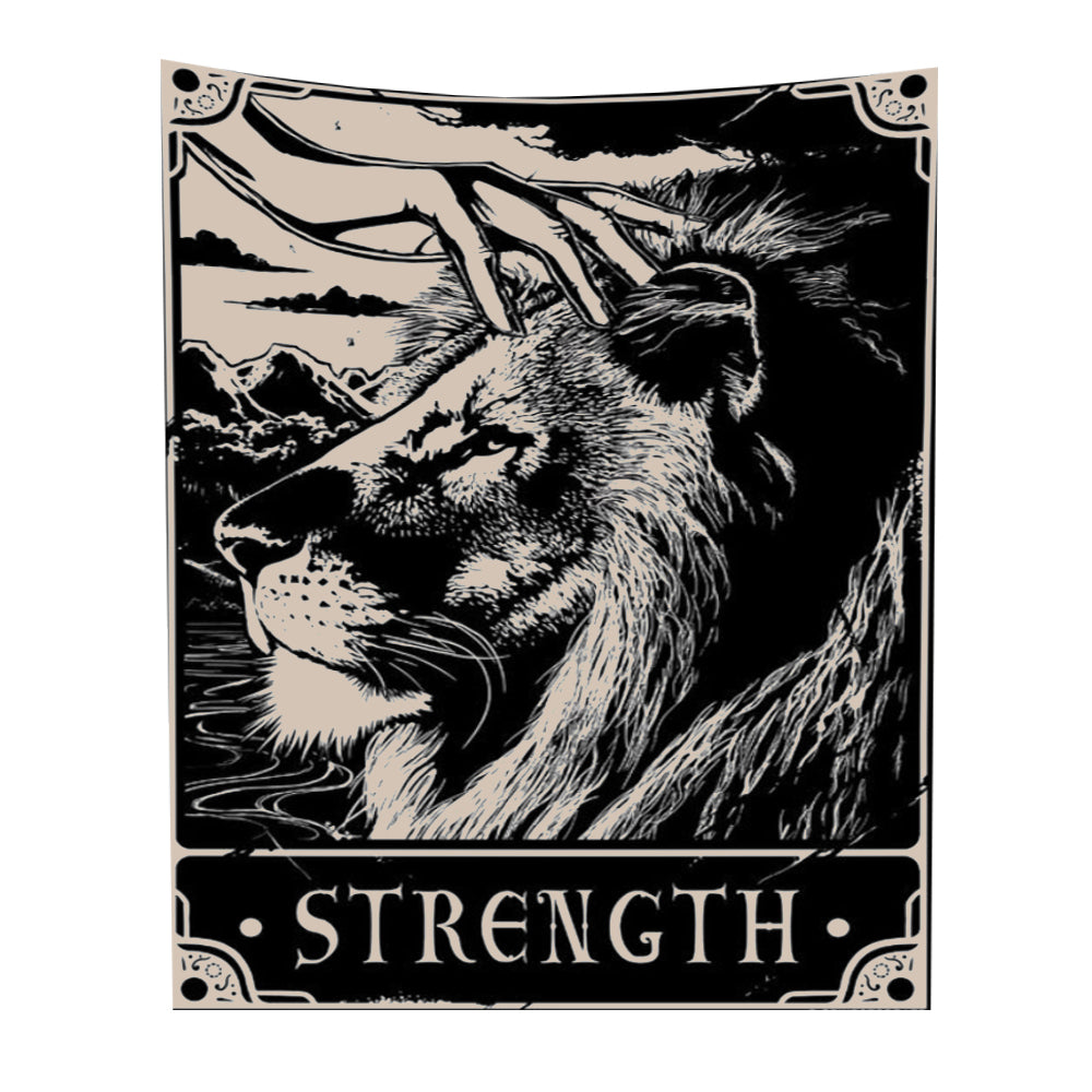 Anyhouz Tapestry Black Lion Strength 95X70 cm Tarot Card Psychedelic Scene Art Hippie Bohemian Decoration Sheets-Tapestry-PEROZ Accessories