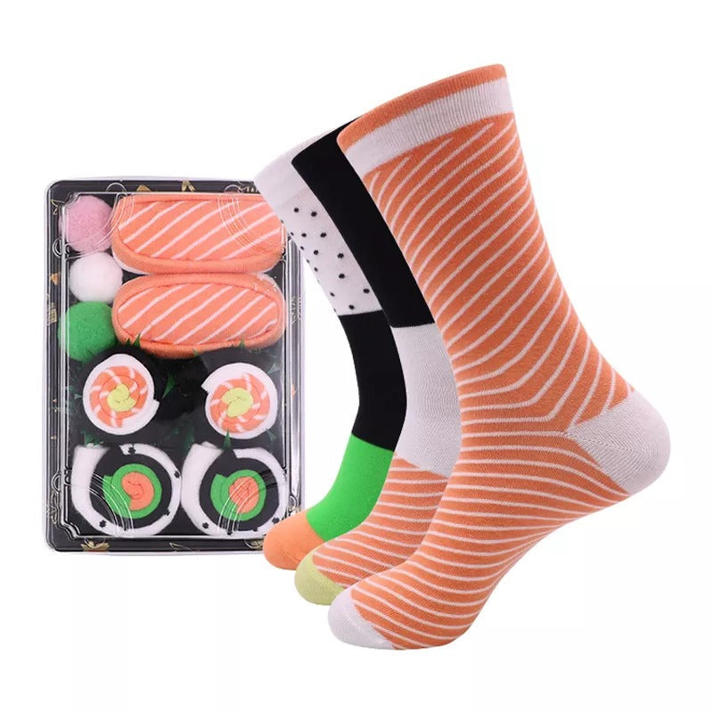 Anysox 3 Pairs Multi-color Size 5-11 Fashion Socks With Sushi Happy Harajuku Skate Cotton Comfortable To Wear Perfect Christmas Gift-Socks-PEROZ Accessories