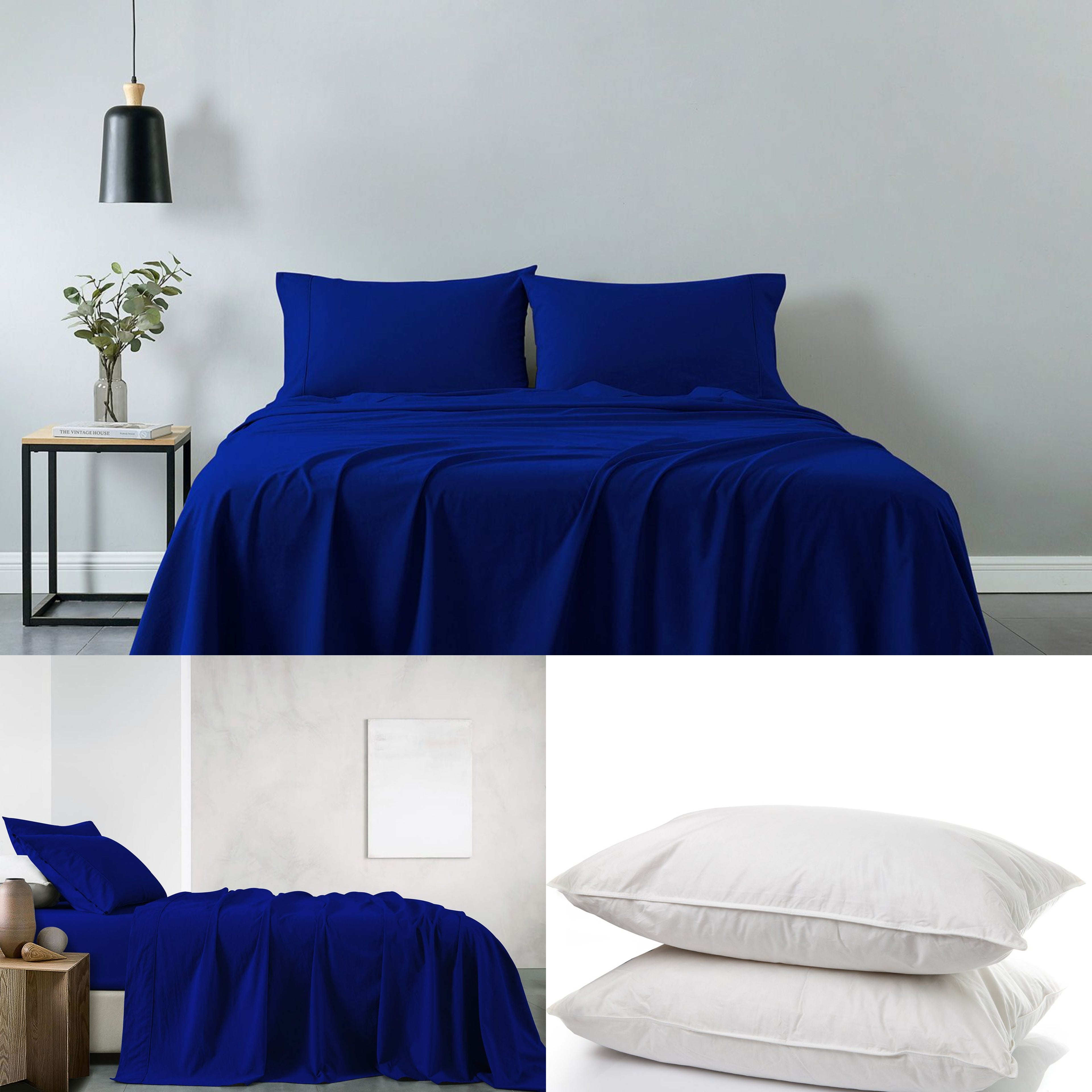 Royal Comfort 100% Cotton Soft Sheet Set And 2 Duck Feather Down Pillows Set-Bed Linen-PEROZ Accessories