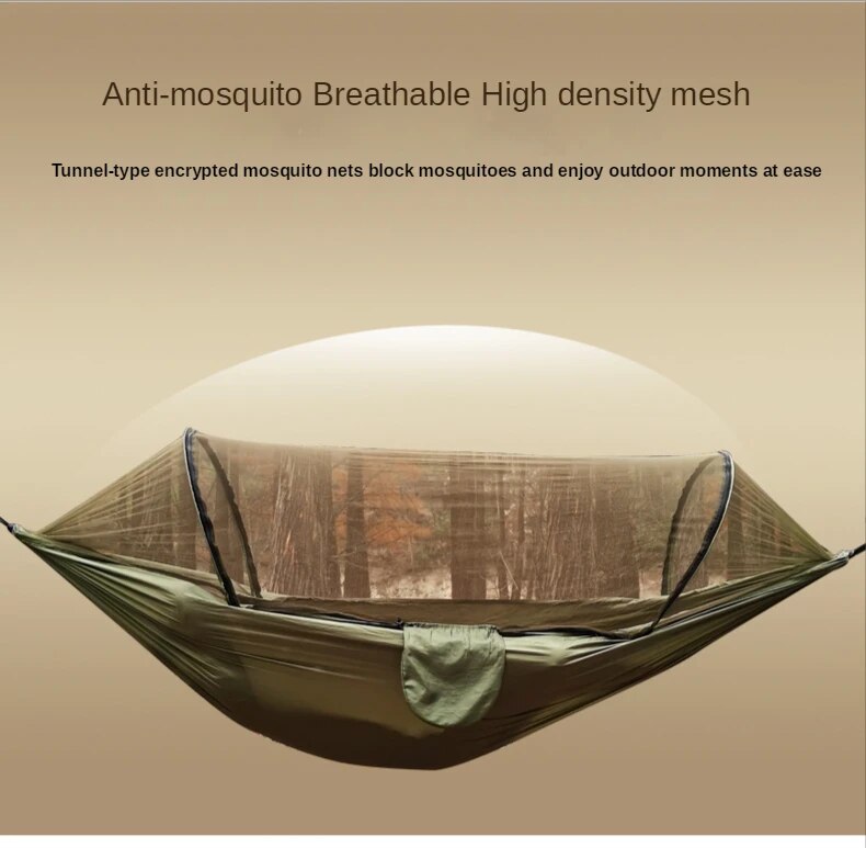 Anypack Camping Swing Chair Blue 260X140Cm Mosquito Net Hammock Automatic Quick-Opening Outdoor Camping Pole Hammock Swing Anti-Rollover-Camping Essentials-PEROZ Accessories