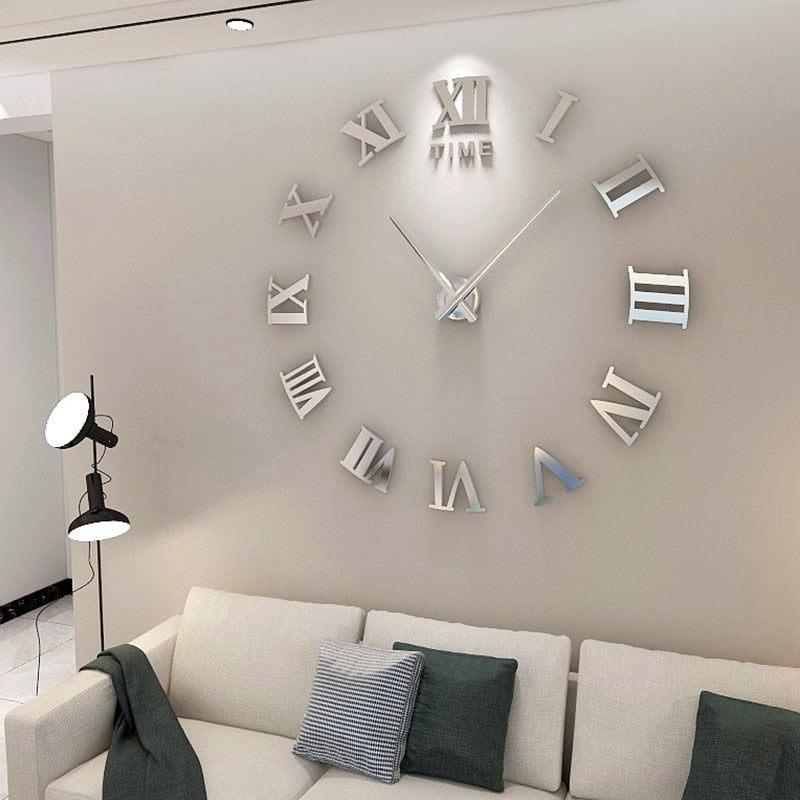 Anyhouz Wall Clock Gold Design 2 37 Inch 3D Diy Mirror Wall Clock Acrylic Sticker Fashion Quartz Clocks Watch Home Decoration-Wall Clocks-PEROZ Accessories