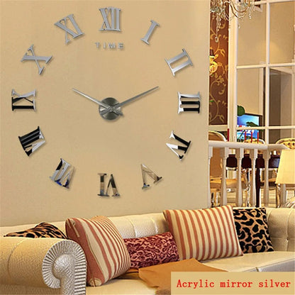 Anyhouz Wall Clock Black Design 2 27 Inch 3D Diy Mirror Wall Clock Acrylic Sticker Fashion Quartz Clocks Watch Home Decoration-Wall Clocks-PEROZ Accessories