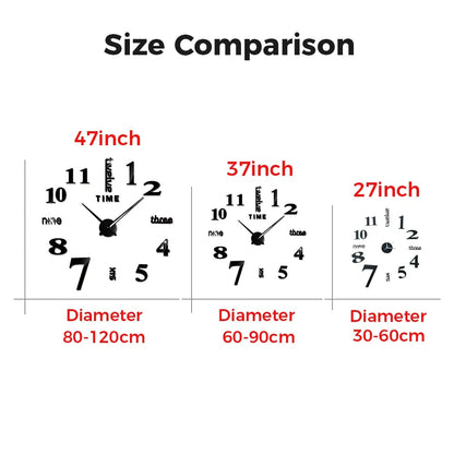 Anyhouz Wall Clock Black Design 1 27 Inch 3D Diy Mirror Wall Clock Acrylic Sticker Fashion Quartz Clocks Watch Home Decoration-Wall Clocks-PEROZ Accessories