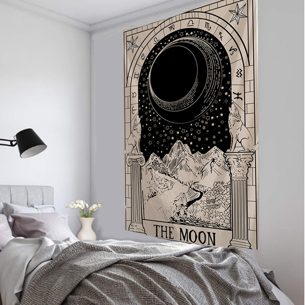 Anyhouz Tapestry Black Swords 150X130 cm Tarot Card Psychedelic Scene Art Hippie Bohemian Decoration Sheets-Tapestry-PEROZ Accessories