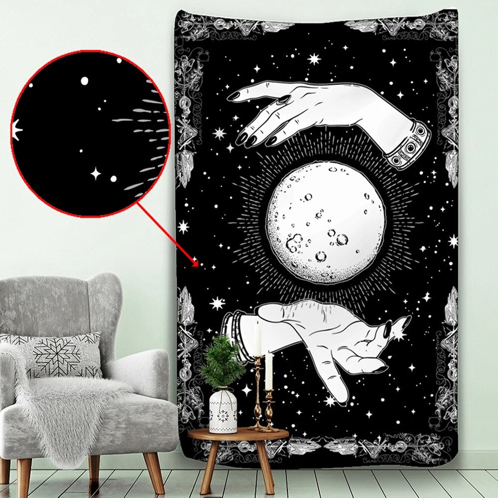 Anyhouz Tapestry Black Swords 150X130 cm Tarot Card Psychedelic Scene Art Hippie Bohemian Decoration Sheets-Tapestry-PEROZ Accessories