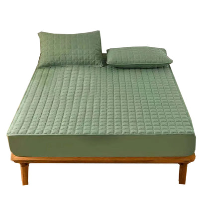 Anyhouz Mattress Cover Green 200x200cm Waterproof Quilted Fitted Bed Sheet-Bed Sheets-PEROZ Accessories