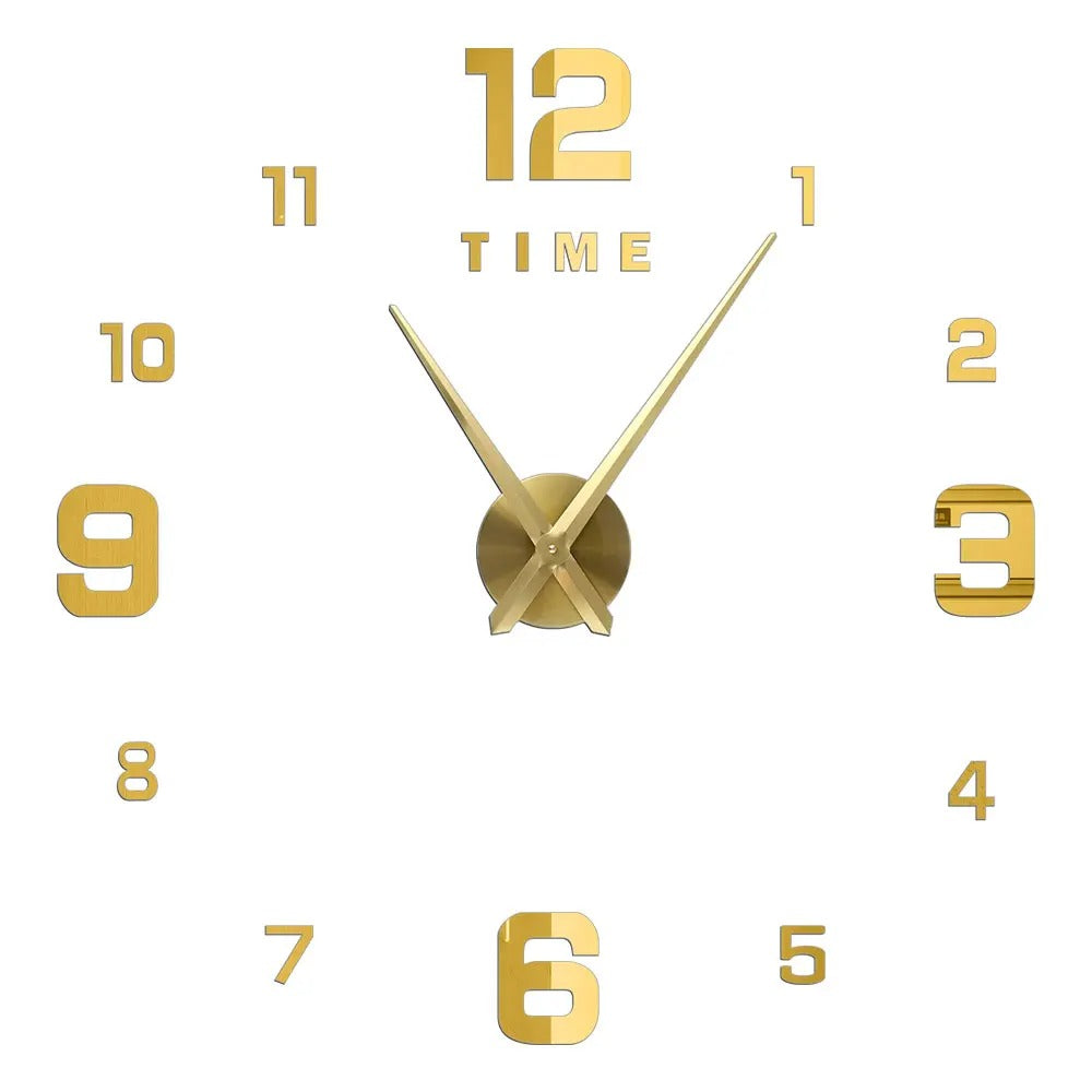 Anyhouz Wall Clock Gold Design A 47 Inch 3D Diy Mirror Wall Clock Acrylic Sticker Fashion Quartz Clocks Watch Home Decoration-Wall Clocks-PEROZ Accessories