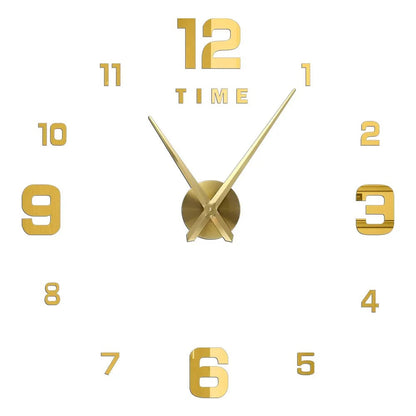 Anyhouz Wall Clock Gold Design A 27 Inch 3D Diy Mirror Wall Clock Acrylic Sticker Fashion Quartz Clocks Watch Home Decoration-Wall Clocks-PEROZ Accessories