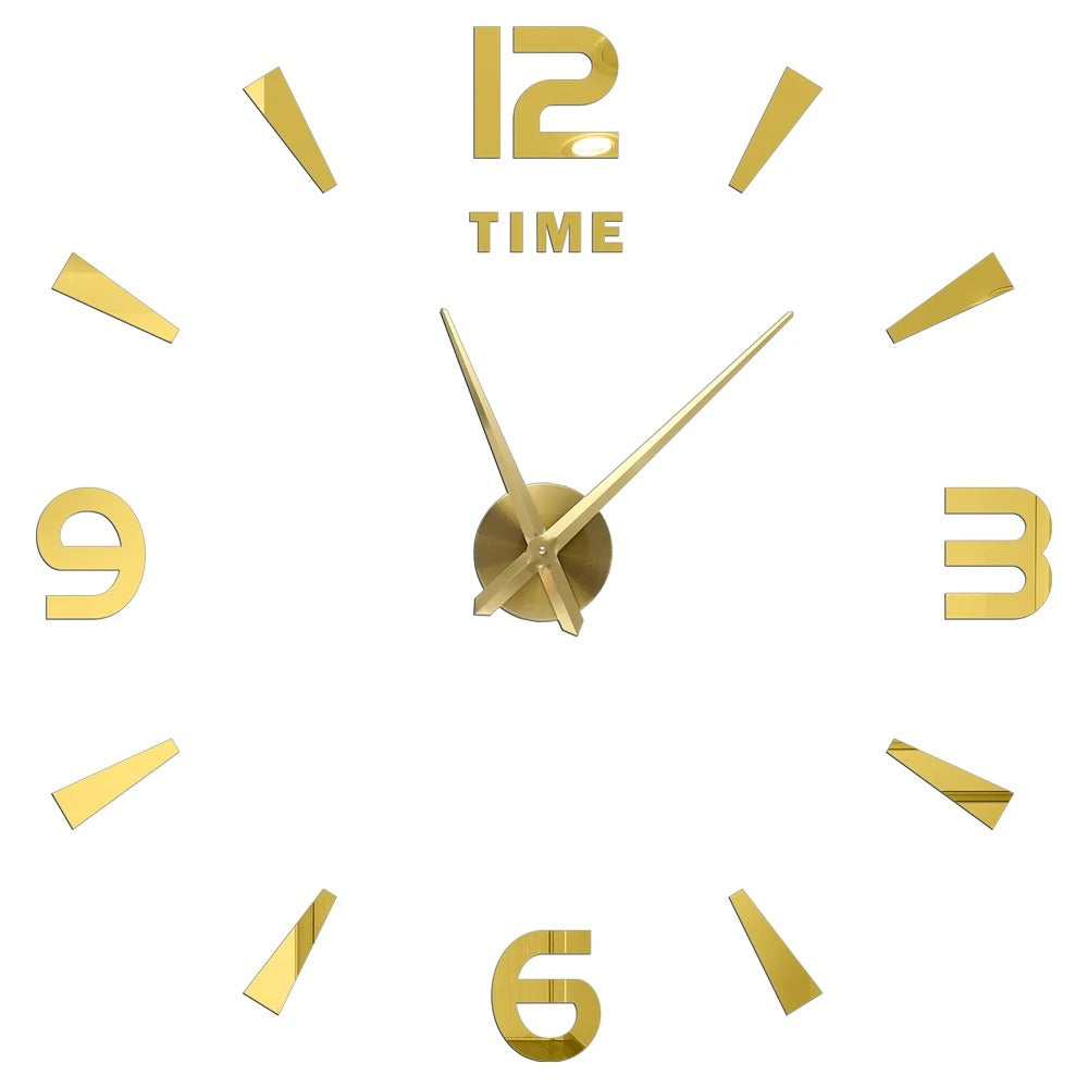 Anyhouz Wall Clock Gold Design C 47 Inch 3D Diy Mirror Wall Clock Acrylic Sticker Fashion Quartz Clocks Watch Home Decoration-Wall Clocks-PEROZ Accessories