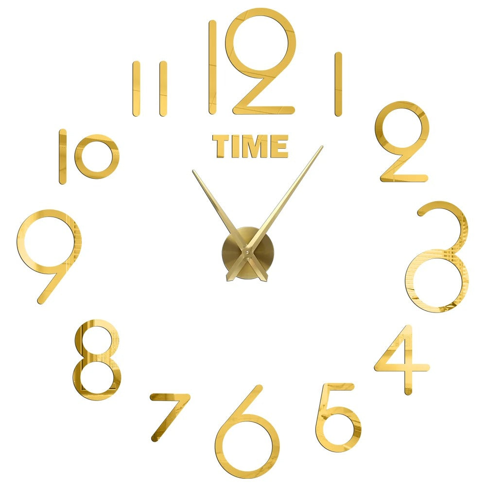 Anyhouz Wall Clock Gold Design D 27 Inch 3D Diy Mirror Wall Clock Acrylic Sticker Fashion Quartz Clocks Watch Home Decoration-Wall Clocks-PEROZ Accessories