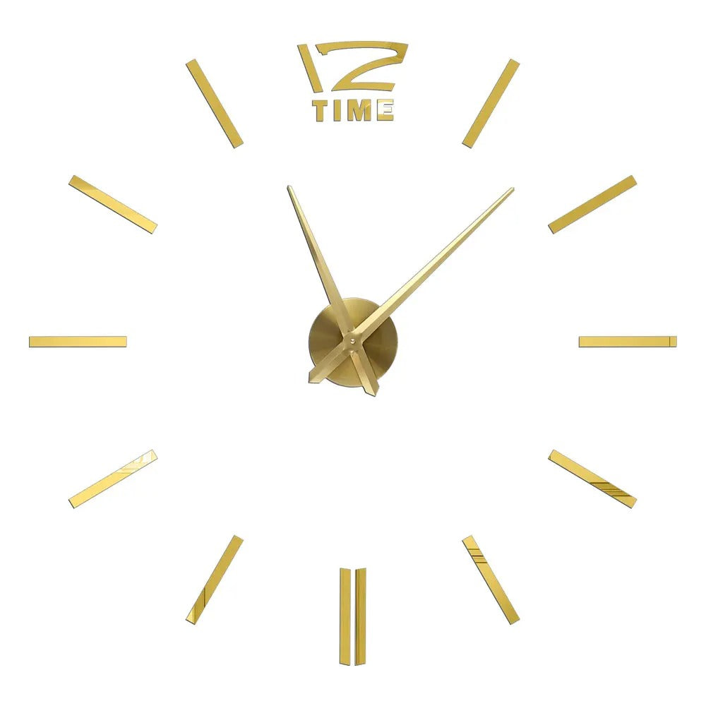 Anyhouz Wall Clock Gold Design 4 27 Inch 3D Diy Mirror Wall Clock Acrylic Sticker Fashion Quartz Clocks Watch Home Decoration-Wall Clocks-PEROZ Accessories