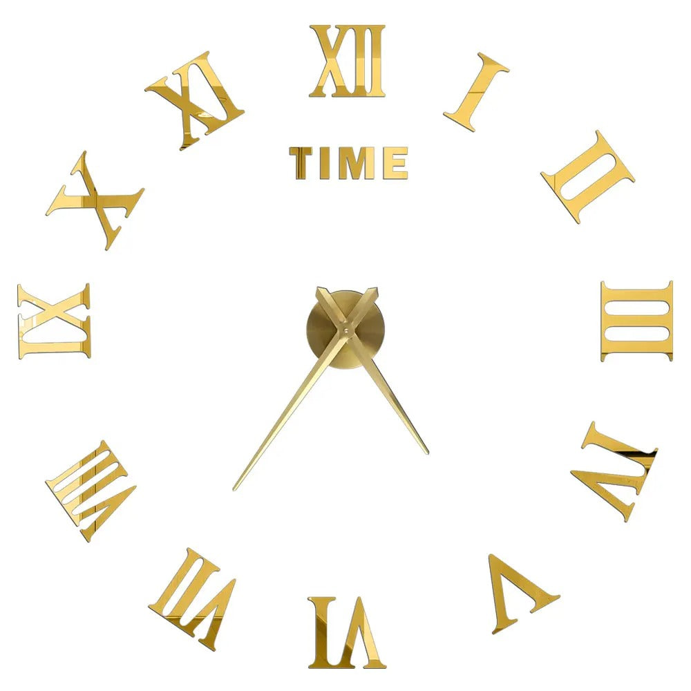 Anyhouz Wall Clock Gold Design 3 37 Inch 3D Diy Mirror Wall Clock Acrylic Sticker Fashion Quartz Clocks Watch Home Decoration-Wall Clocks-PEROZ Accessories