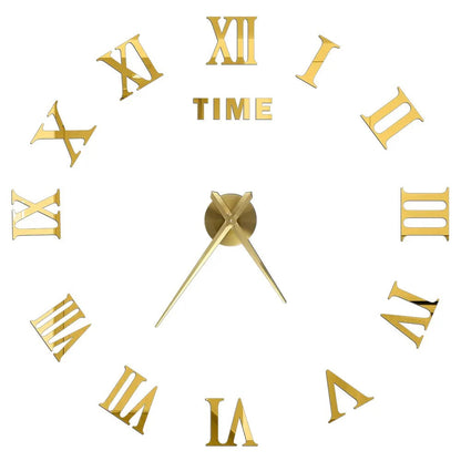 Anyhouz Wall Clock Gold Design 1 27 Inch 3D Diy Mirror Wall Clock Acrylic Sticker Fashion Quartz Clocks Watch Home Decoration-Wall Clocks-PEROZ Accessories