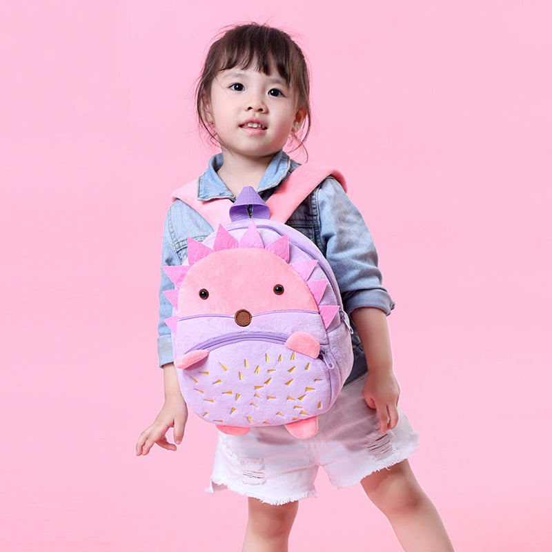 Anykidz 3D Purple Hedgehog School Backpack Cute Animal With Cartoon Designs Children Toddler Plush Bag For Baby Girls and Boys-Backpacks-PEROZ Accessories