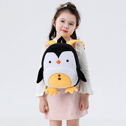 Anykidz 3D Black Penguin School Backpack Cute Animal With Cartoon Designs Children Toddler Plush Bag For Baby Girls and Boys-Backpacks-PEROZ Accessories