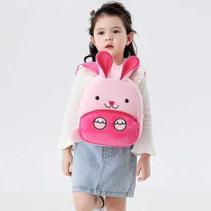 Anykidz 3D Pink Rabbit School Backpack Cute Animal With Cartoon Designs Children Toddler Plush Bag For Baby Girls and Boys-Backpacks-PEROZ Accessories