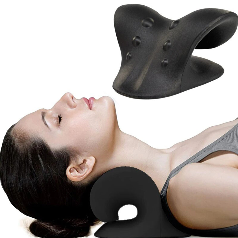 Anyfit Black Neck Massager Pillow Shoulder Relaxer Cervical Spine Alignment Traction Device Pillow For Body Muscle Pain Relief-Exercise &amp; Fitness-PEROZ Accessories