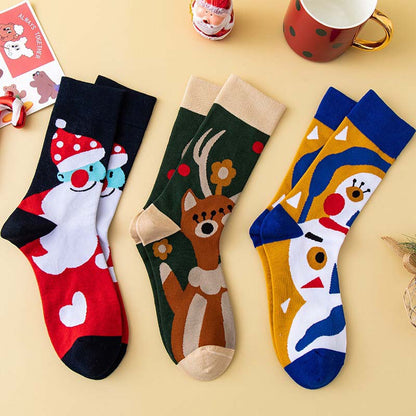 Anysox 3 Pairs One Size 4-5 Cartoon Holiday Socks Fashion Combed Cotton Gift Party Happy Funny Socks-Socks-PEROZ Accessories