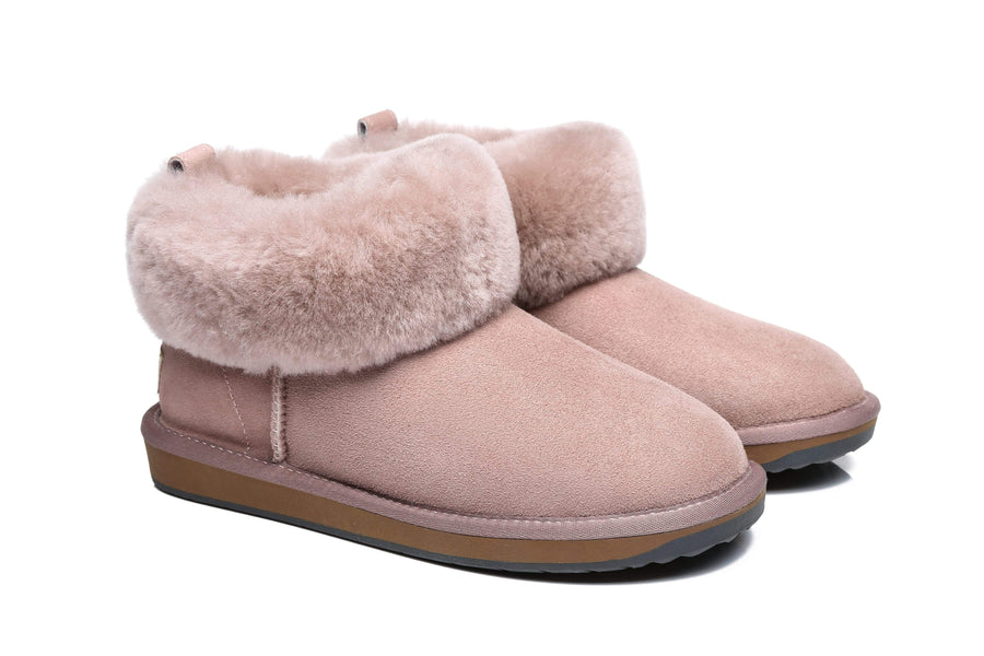 Tarramarra Emmy Women Sheepskin Slippers Fluffy Collar-Boots-PEROZ Accessories